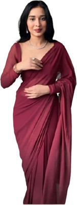 JATADHAR FAB Self Design Ready to Wear Georgette Saree(Brown)