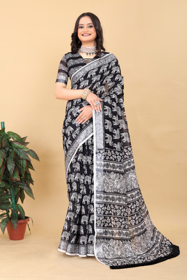 GND Printed Bollywood Georgette Saree(Black)