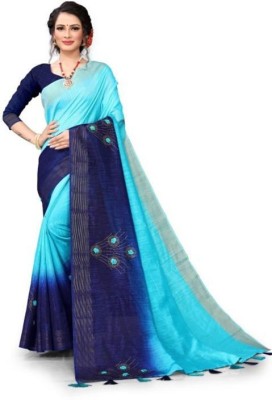 NANCY HUB Self Design Bollywood Viscose Rayon, Cotton Silk Saree(Blue, Dark Blue)