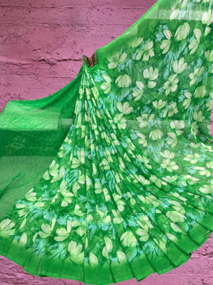 HouseOfCommon Floral Print Bollywood Georgette Saree(Green)
