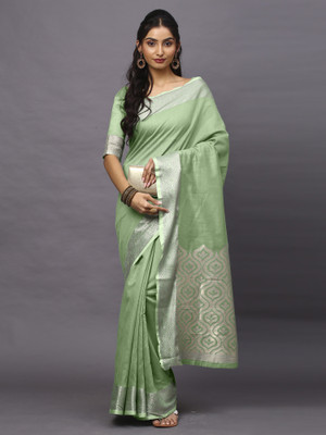 Divastri Woven Tant Linen Saree(Green)
