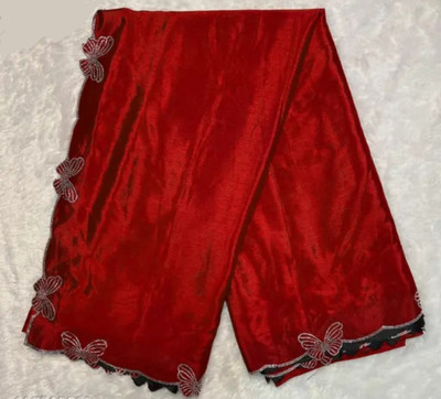 Fikfoluo Solid/Plain, Embellished Bollywood Art Silk Saree(Maroon)