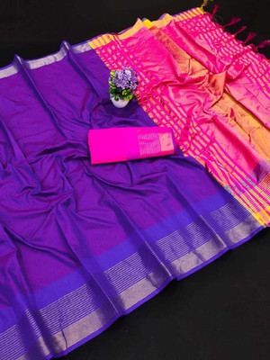 Magneitta Woven Bollywood Cotton Silk Saree(Blue)