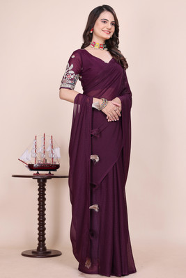 K 5 FASHION Embroidered, Self Design Bollywood Georgette Saree(Maroon)