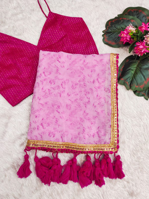 DIVYASHAKTI FASHION Printed Leheria Chiffon Saree(Pink)