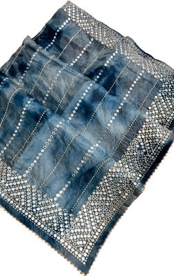 MINE CHOICE Digital Print, Hand Painted, Self Design, Embroidered Bandhani Organza Saree(Grey)