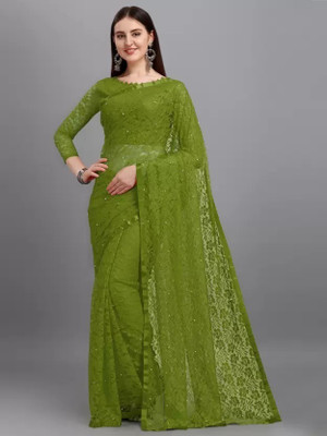 Suali Self Design Bollywood Net Saree(Cream)