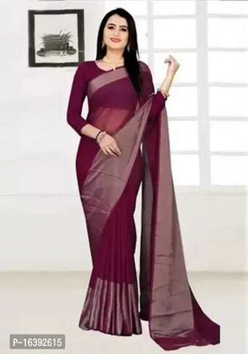 HINDVA FASHION HUB Solid/Plain Dharmavaram Chiffon Saree(Purple)