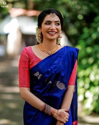 Marziyaa Woven Banarasi Jacquard Saree(Dark Blue)
