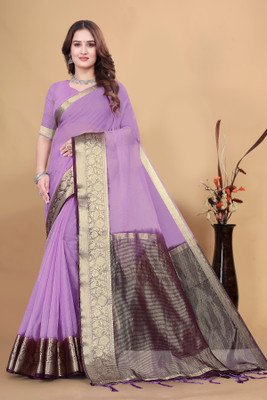 Aarunika SBT Solid/Plain Bollywood Organza Saree(Purple)