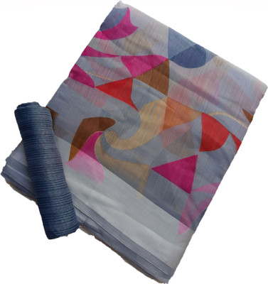 HouseOfCommon Printed Chanderi Chanderi, Cotton Blend Saree(Multicolor)