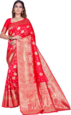 Aarya creation Woven Kanjivaram Pure Silk Saree(Pink)