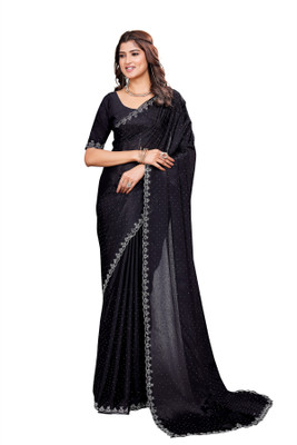 Tejal Creation Self Design Bollywood Cotton Silk Saree(Black)