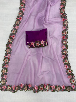 bhavika silk mills Embroidered Bollywood Georgette Saree(Purple)