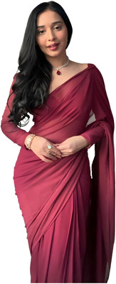 StyleDeal Solid/Plain Bollywood Georgette Saree(Maroon)