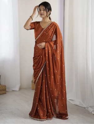 Navantika Embroidered Bollywood Georgette Saree(Orange)