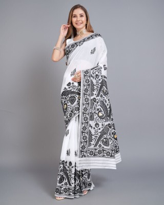 Niwaa Woven, Self Design Jamdani Cotton Blend, Jacquard Saree(Black)