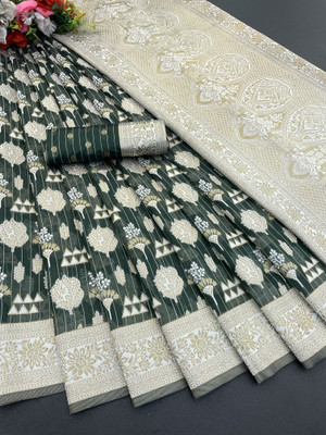 AAINA CREATION Woven, Printed Bollywood Tissue Saree(Light Green)