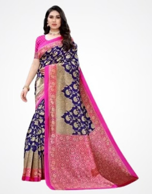 HouseOfCommon Printed Mysore Pure Silk Saree(Blue)