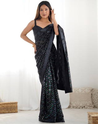 Tasrika Embroidered, Embellished Bollywood Georgette Saree(Black)