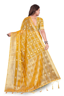 Aarunika IC Embroidered Bollywood Organza Saree(Yellow)