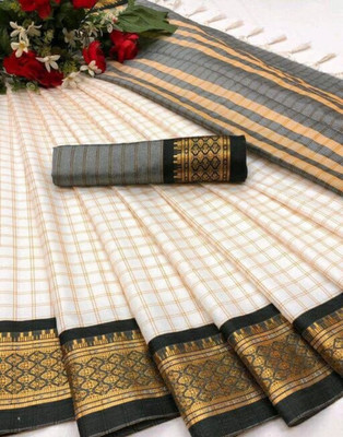 SHIVAY FASHION Woven Chettinadu Jacquard Saree(Black)