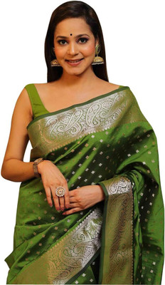 Fashion Care Woven Banarasi Jacquard Saree(Light Green)