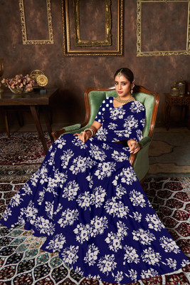nirmal creation Printed Bollywood Georgette Saree(Multicolor)