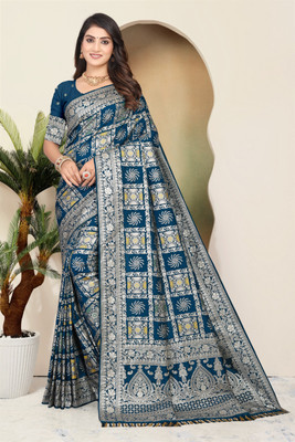 SuratSareeMall Woven, Self Design Banarasi Nylon Saree(Blue)
