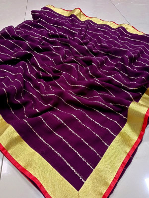 Sareez House Embroidered Daily Wear Chiffon Saree(Purple)
