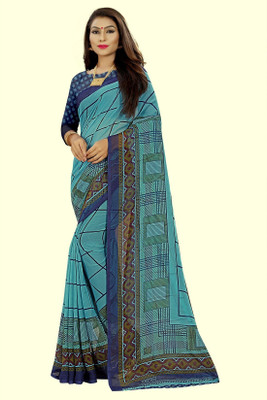 Vimalnath Synthetics Printed Daily Wear Georgette Saree(Dark Blue)