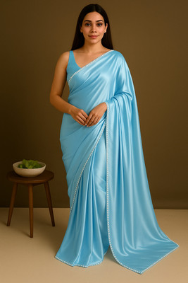 ICEBERGEXIM Solid/Plain Handloom Satin Saree(Multicolor)