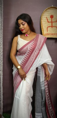 LDma Woven Narayanpet Handloom Pure Cotton Saree(White)