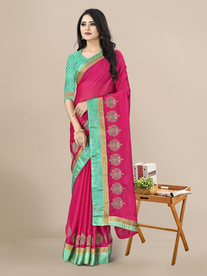 RekhaManiyar Embroidered Bollywood Chiffon Saree(Pink)
