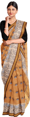 dreamy textiles hub Woven Tant Handloom Pure Cotton Saree(Brown)