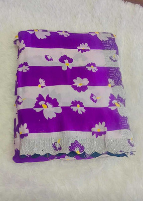 saundarya ledies collection Digital Print Bollywood Cotton Silk Saree(Purple)