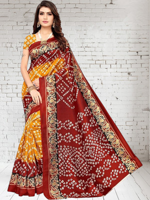 Grubstaker Printed Assam Silk Cotton Blend Saree(Multicolor)