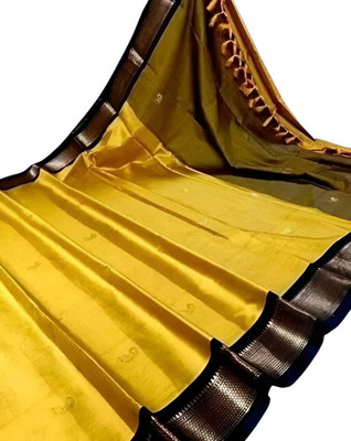 AAYATFABRICS Woven Banarasi Cotton Silk Saree(Gold)