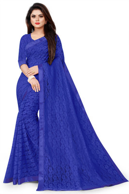 Divya Shree Woven Bollywood Net Saree(Dark Blue)