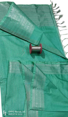 Zafreen Handloom Self Design, Woven Bhagalpuri Cotton Silk Saree(Cream, Silver)