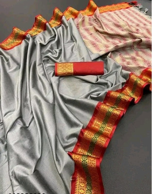 Jbk enterprise Self Design Banarasi Pure Silk Saree(Grey)