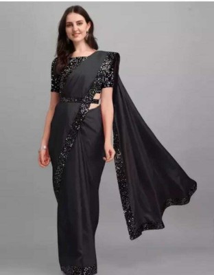 NAITRI CREATION Embellished Bollywood Lycra Blend Saree(Black)