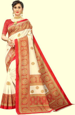 Vimalnath Synthetics Printed Daily Wear Art Silk Saree(Red)