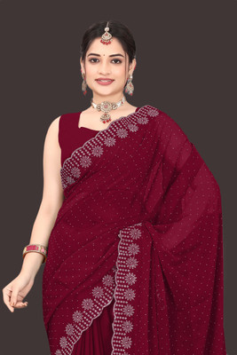 Shiv Febric Embellished Bollywood Chiffon Saree(Maroon)