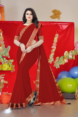 Volmina Self Design Chanderi Chanderi Saree(Red)