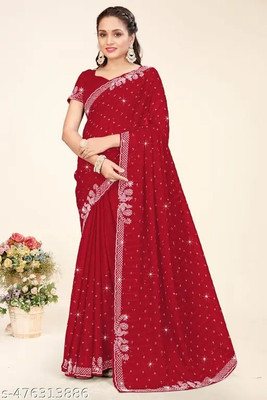 Sareez House Self Design Bollywood Chiffon Saree(Multicolor)
