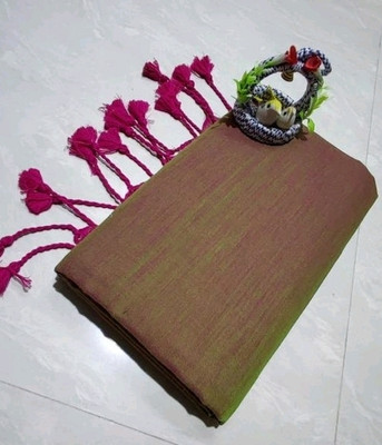 Apu handloom Solid/Plain Handloom Pure Cotton Saree(Pink)