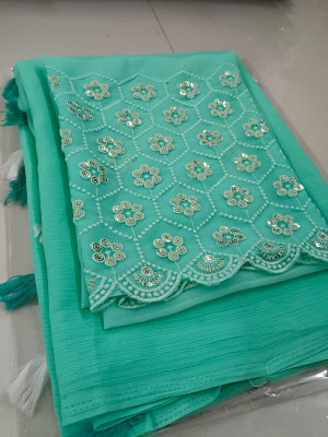 shivdhara Solid/Plain, Self Design, Embroidered Daily Wear Georgette Saree(Pink)