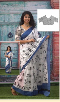 NIKHILAM Blocked Printed, Color Block, Dyed, Floral Print, Printed Daily Wear Pure Cotton Saree(Blue)