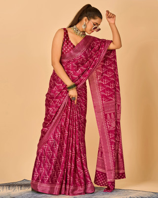 A V M Print Printed Bollywood Crepe Saree(Multicolor)